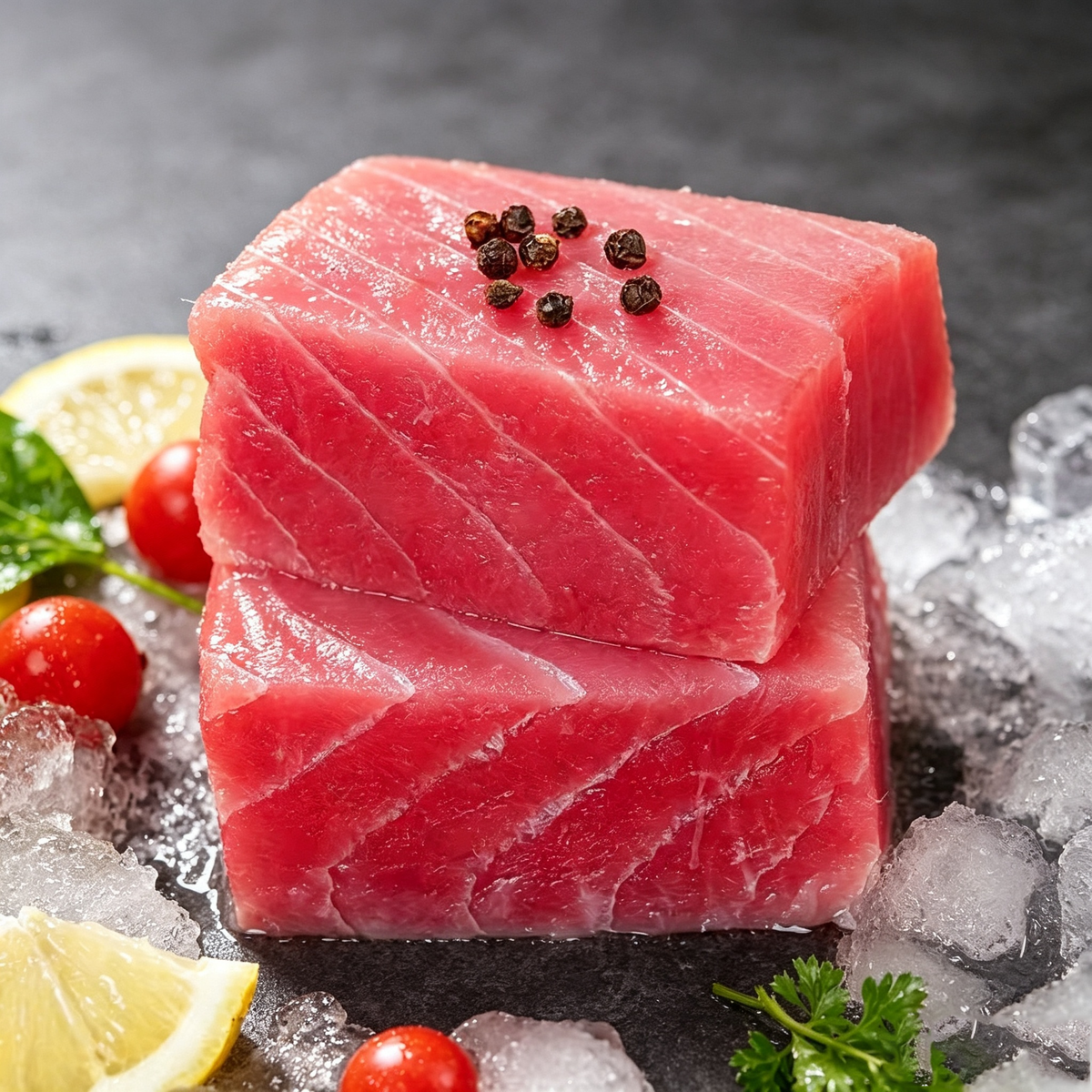 Tuna steak and white fish